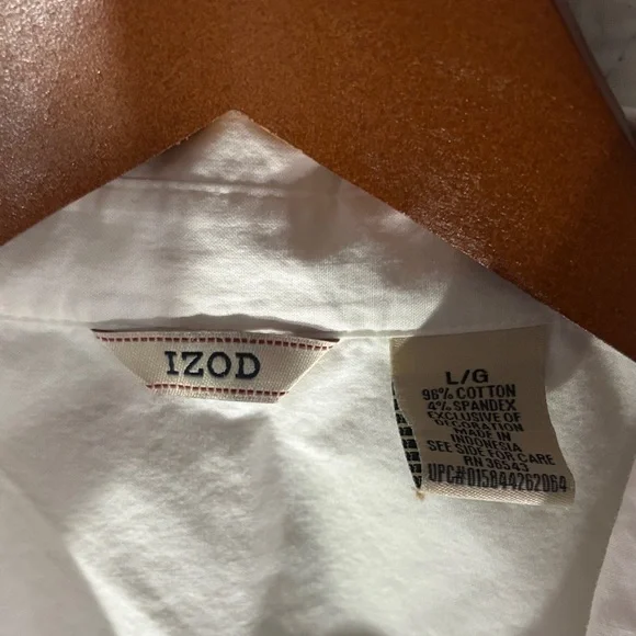 Izod White Button Down Shirt with Blue Embroidery - Picture 2 of 4